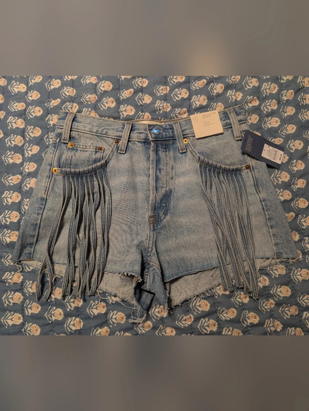 Universal Thread Denim Fringe High-Rise Cutoff Shorts - Light Blue